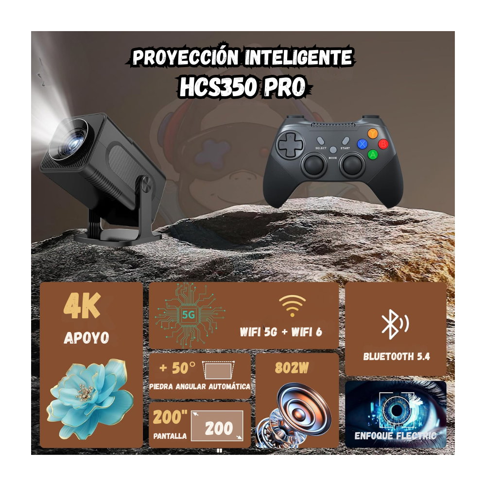Proyector Portatil 1080p Con 2 Controles Gamer Y Control Remoto HDM AV