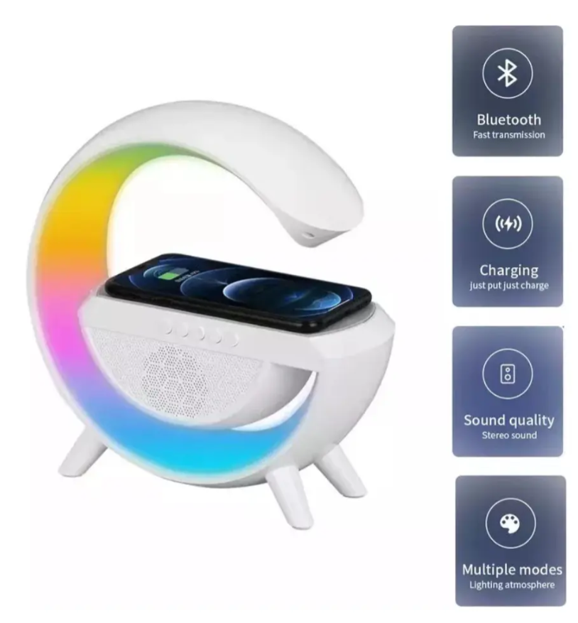 Lampara Inteligente Rgb Cargador Altavoz Bluetooth Reloj