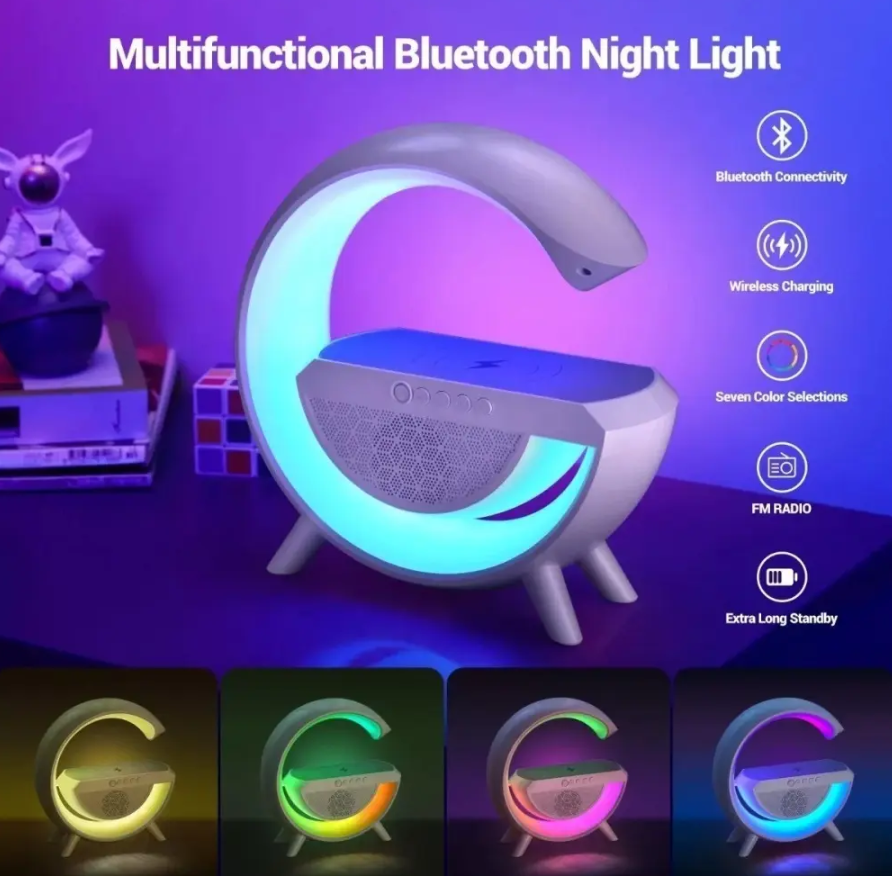 Lampara Inteligente Rgb Cargador Altavoz Bluetooth Reloj