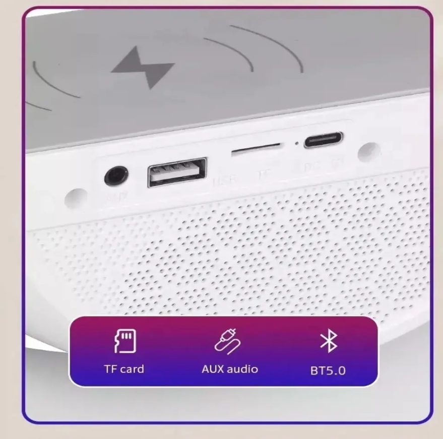 Lampara Inteligente Rgb Cargador Altavoz Bluetooth Reloj