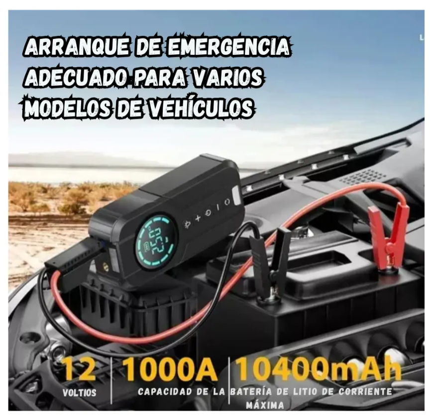 Iniciador De Bateria Con Compresor Linterna Y Power Bank