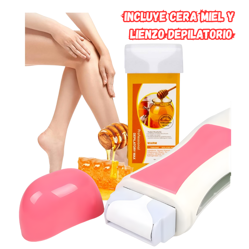 Kit Depilatorio Combo Calentador Roll-on + Lienzos + Cera
