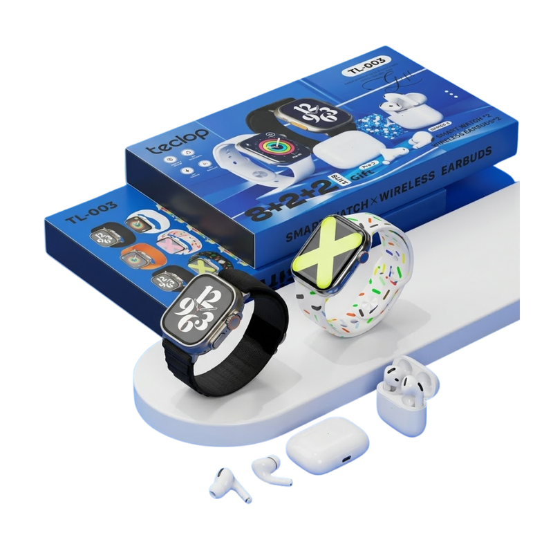 Combo 2 Smartwatch + 2 Audifonos + 8 Pulsos Kit Tl-003