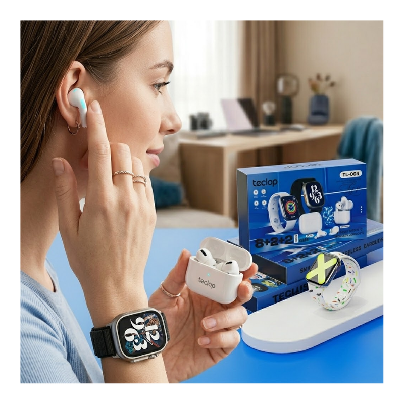 Combo 2 Smartwatch + 2 Audifonos + 8 Pulsos Kit Tl-003