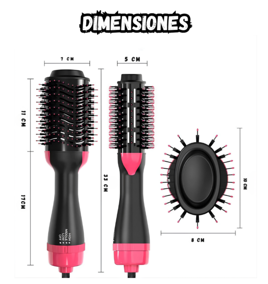 Cepillo Secador 3 en 1 One Step Voluminizador Temperatura Ajustable