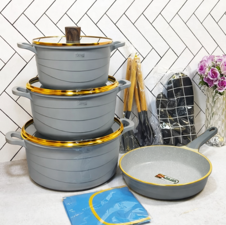 Set Juego De Ollas Con Utensilios De Cocina Multiusos 15 Piezas