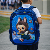 Maleta Para Niño Azul  Alumbrado Mas Cartuchera y Lonchera