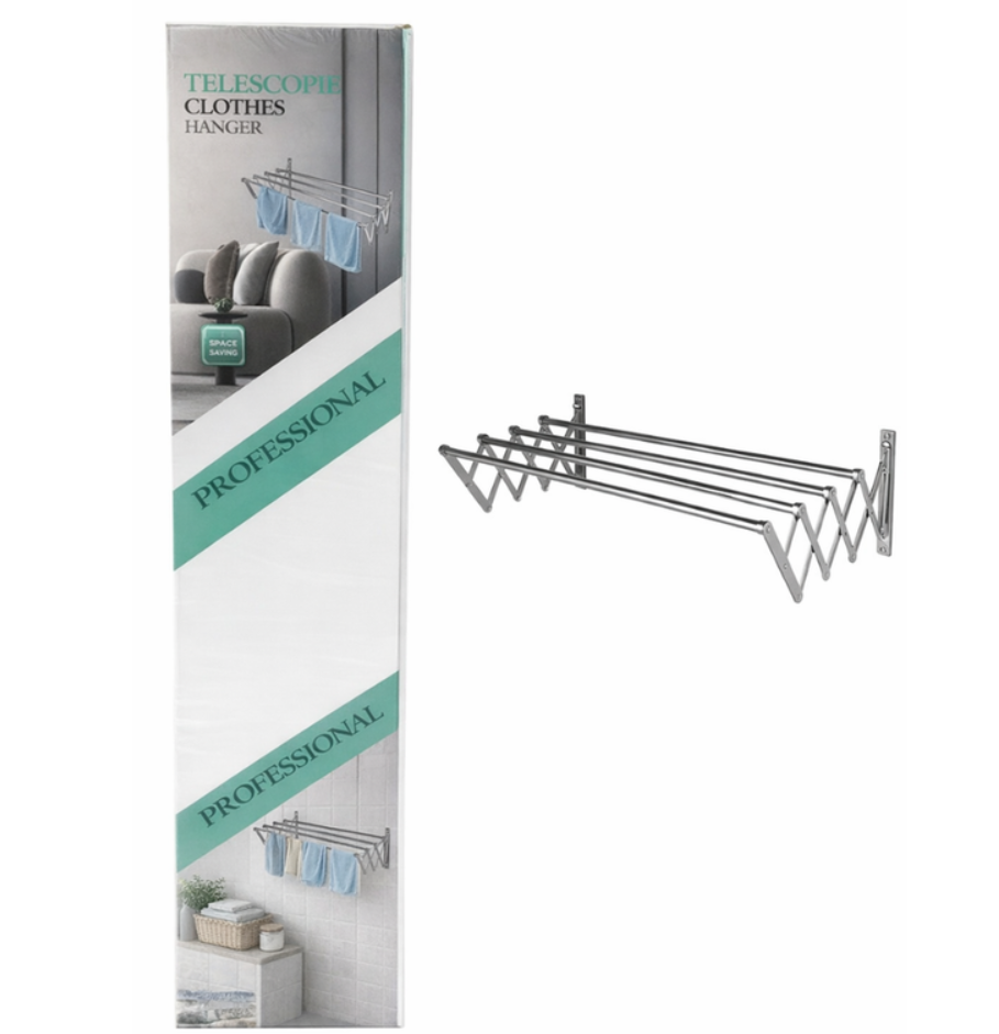 Tendero Telescópico de Pared Plegable Diseño Compacto y Elegante