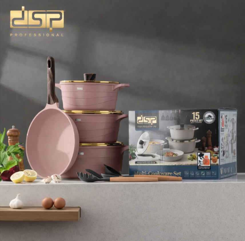 Set Juego De Ollas Con Utensilios De Cocina Multiusos 15 Piezas