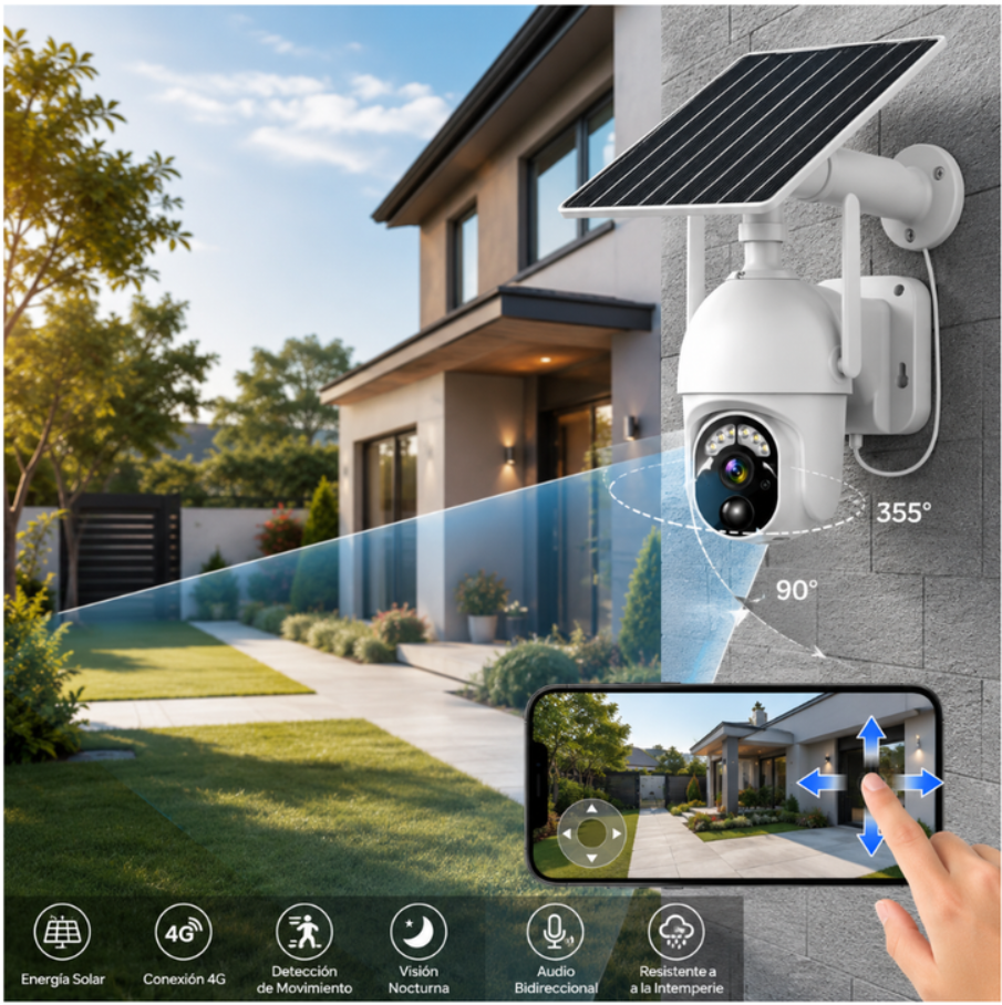 Camara Vigilancia Autonoma Solar 4g - App Ubox Color Blanco