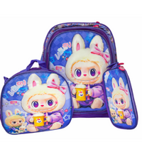 Maleta Infantil Labubu Con Alumbrado  Lonchera y Cartuchera