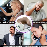 Almohada Masajeadora Cervical Cuello Viaje Recargable Calor Blanco 5v