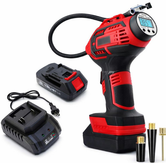 Compresor De Aire Digital Inflador De Llantas Automático Q21 Rojo 36v