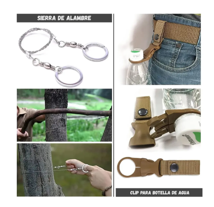 Kit de Supervivencia con Herramientas Multifunción Camping y Viajes