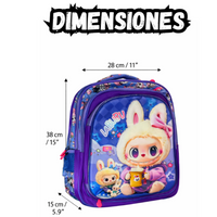 Maleta Infantil Labubu Con Alumbrado  Lonchera y Cartuchera