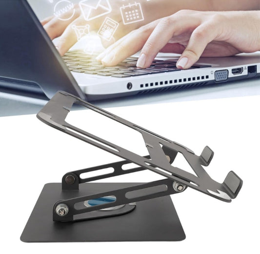 Soporte Laptop Ajustable Metal Base Antideslizante Tablet Gris Oscuro