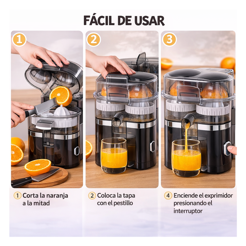 Exprimidor De Naranjas Eléctrico Automático Extractor Doble Negro 110v