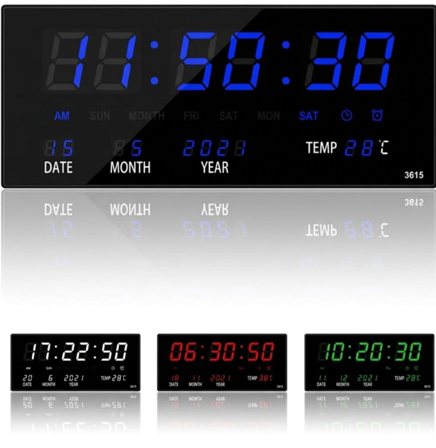 Reloj Led Digital Grande Gimnasio Oficina Pared 36cm Sensor
