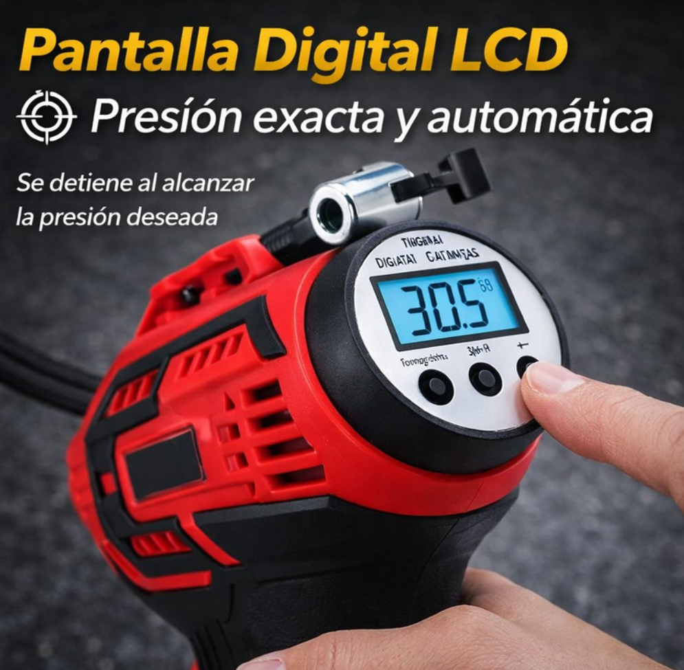 Compresor De Aire Digital Inflador De Llantas Automático Q21 Rojo 36v