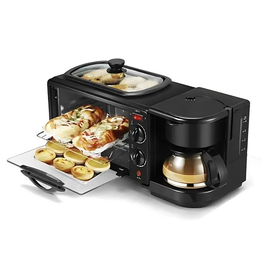 Horno Eléctrico Tostador Sokany Cafetera Parrilla 3 En 1