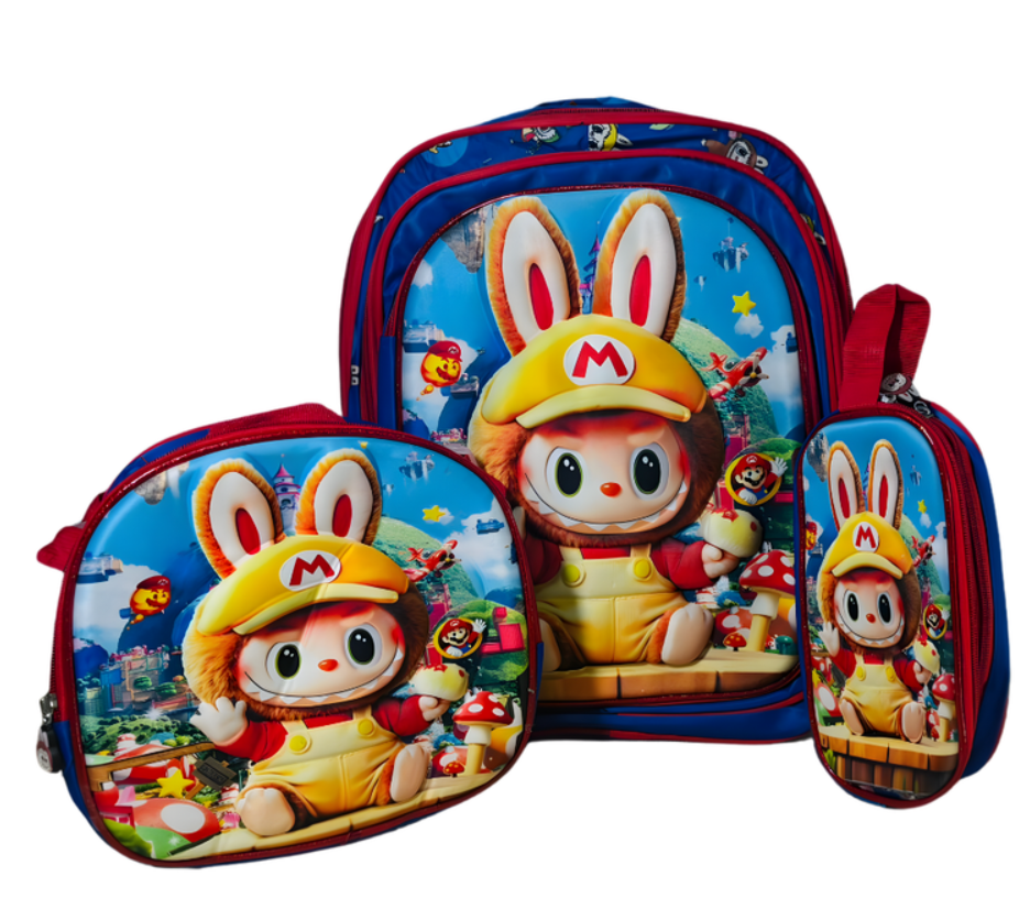 Maleta Para Niño Diseño Unico Alumbrado Mas Cartuchera y Lonchera