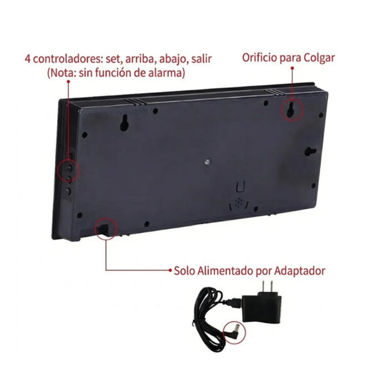Reloj Led Digital Grande Gimnasio Oficina Pared 36cm Sensor