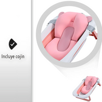 Bañera Tina Plegable Con Termómetro Y Cojín Bebe En Silicona