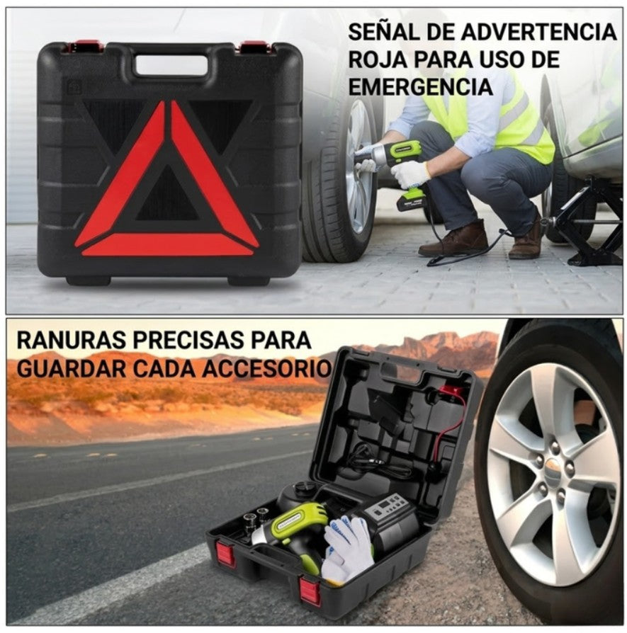 Kit Gato Eléctrico 5en1 Llave Impacto + Iniciador + Inflador