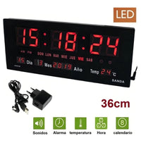 Reloj Led Digital Grande Gimnasio Oficina Pared 36cm Sensor