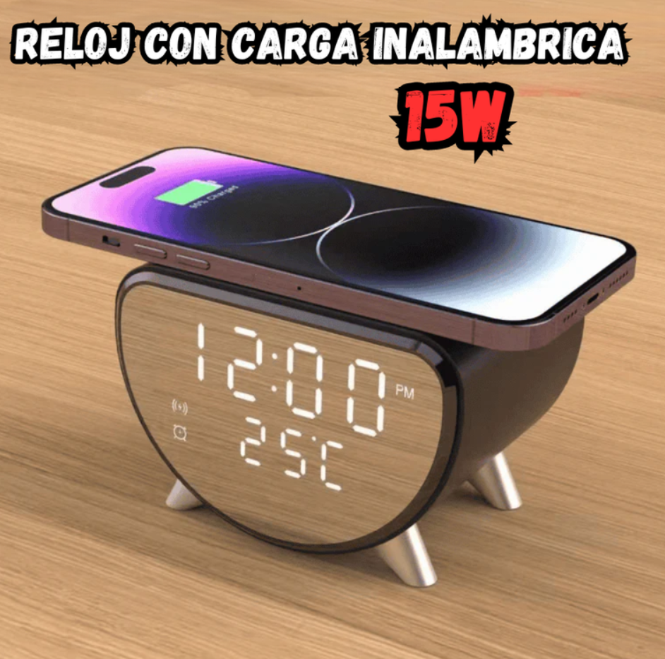 Reloj Despertador Dual Con Carga Inalámbrica 15w Ay-023