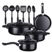Set De Sartenes Antiadherentes Tapa De Vidrio Y Utensilios