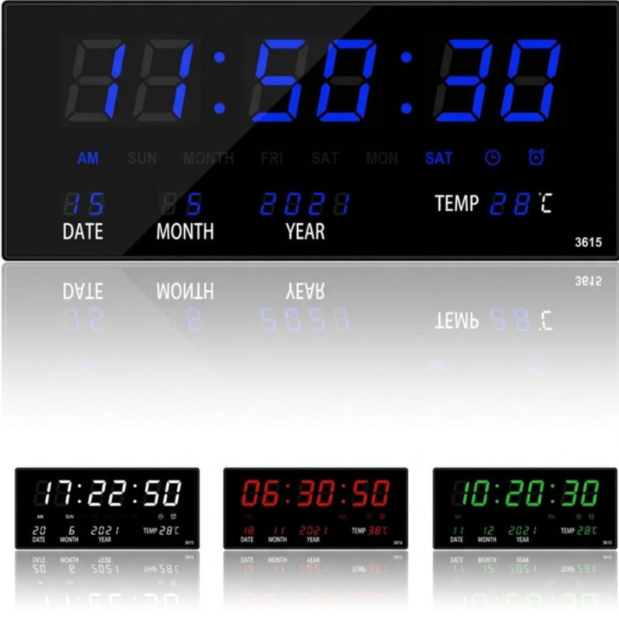 Reloj Led Digital Grande Gimnasio Oficina Pared 36cm Sensor