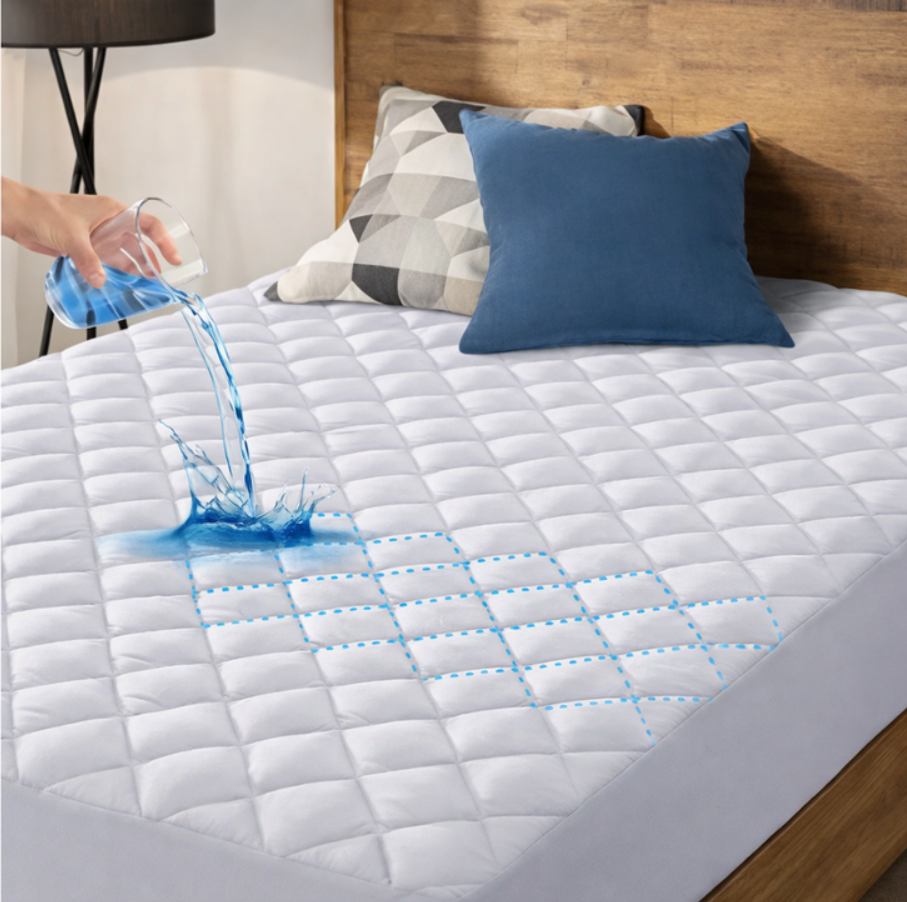 Protector De Colchón Impermeable Cama King 2x2mts Microfibra Blanco Rayas King