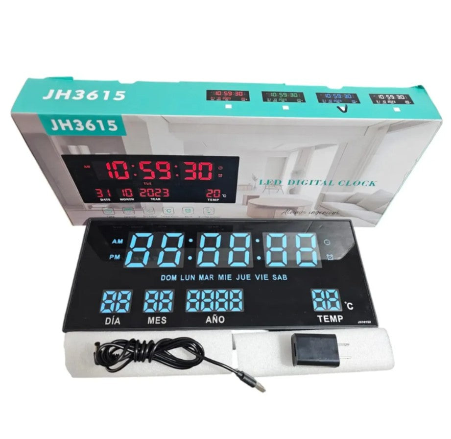Reloj Led Digital Grande Gimnasio Oficina Pared 36cm Sensor