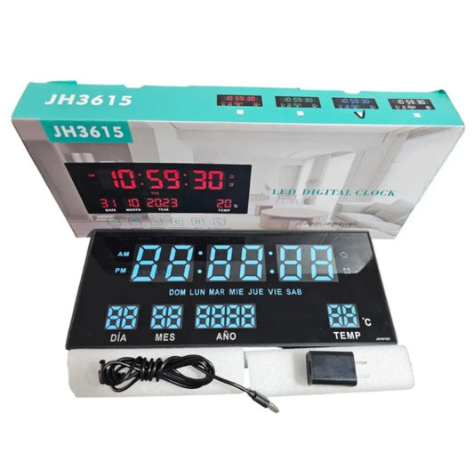 Reloj Led Digital Grande Gimnasio Oficina Pared 36cm Sensor