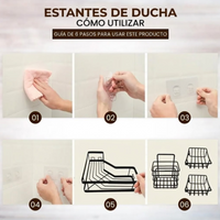 Set 5 Organizadores Ducha Baño Negro Mate Sin Taladro