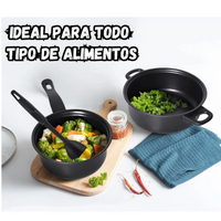 Set De Sartenes Antiadherentes Tapa De Vidrio Y Utensilios