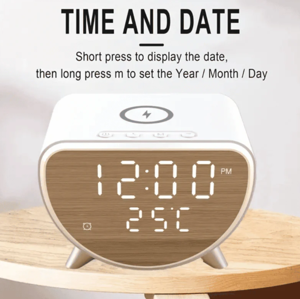 Reloj Despertador Dual Con Carga Inalámbrica 15w Ay-023