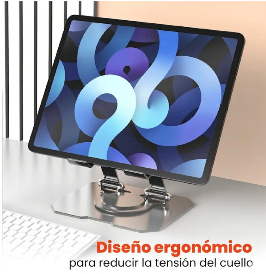 Soporte Metalico Ajustable Para Tablet Y Celular Base Escritorio 360°