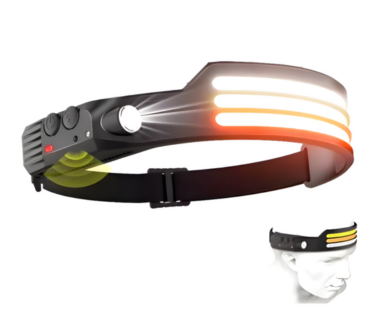Linterna Frontal Led Sensor De Movimiento 3 Tonos Recargable