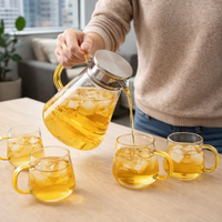 Set de Jarra y 4 Vasos de Vidrio Resistente al Calor Diseño Moderno