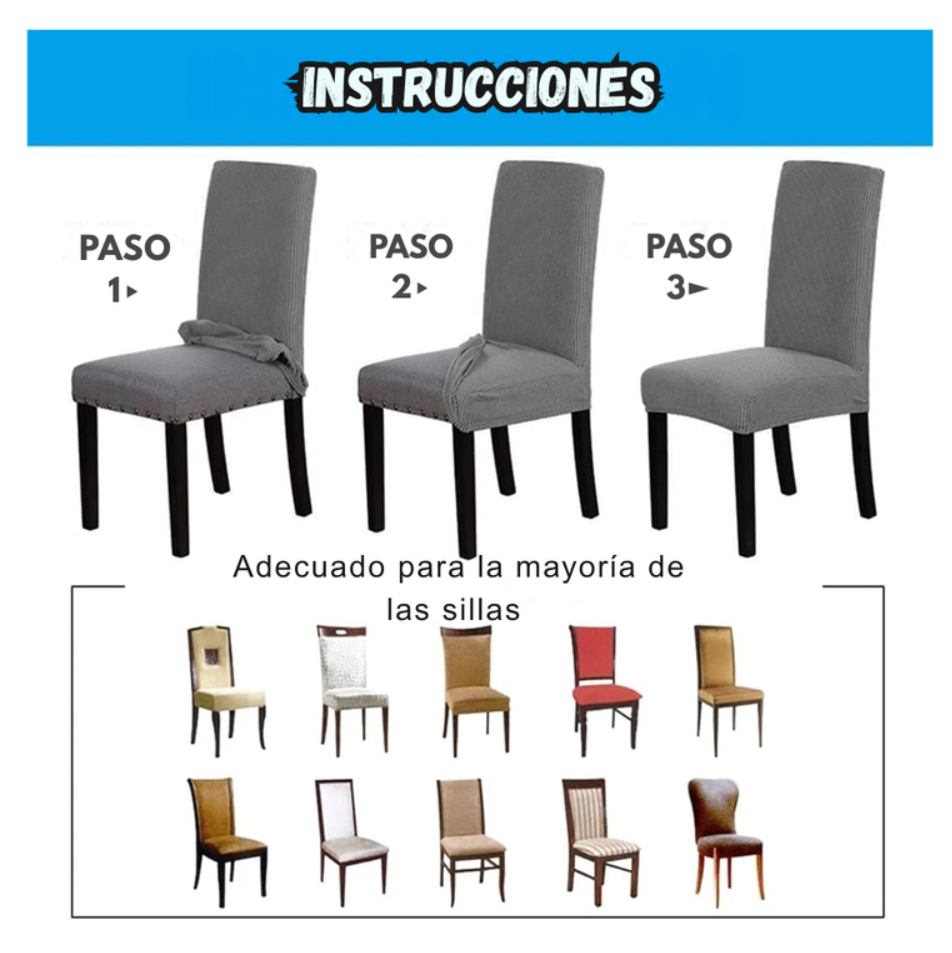 "Fundas Elásticas Para Sillas Diseño Relieve Kit 6 Unidades Funda Parson "