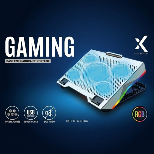 Base Enfriadora Laptop Gaming 5 Ventiladores Rgb Ajustable