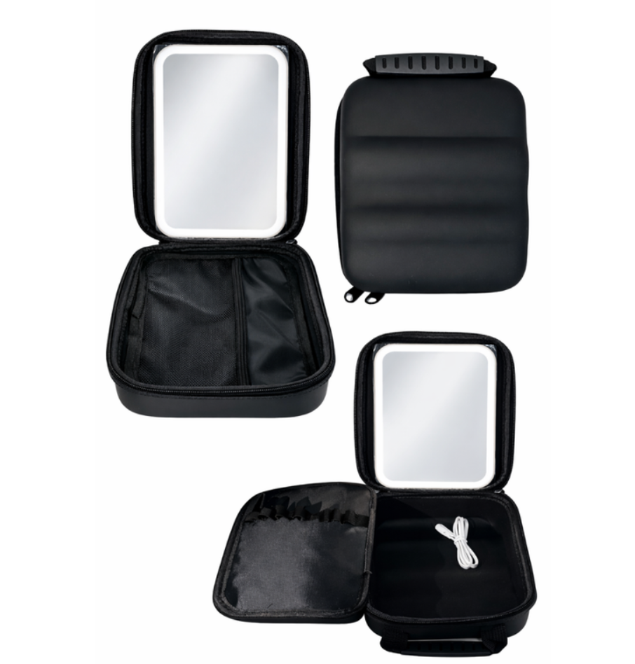 Estuche Cosmetiquero Portatil Espejo Integrado Luz Led Recargable