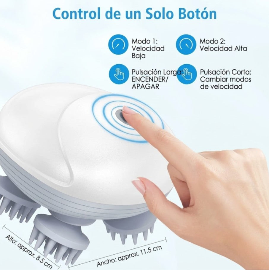 Masajeador Capilar Eléctrico Cabeza Corporal Ipx7 Recargable