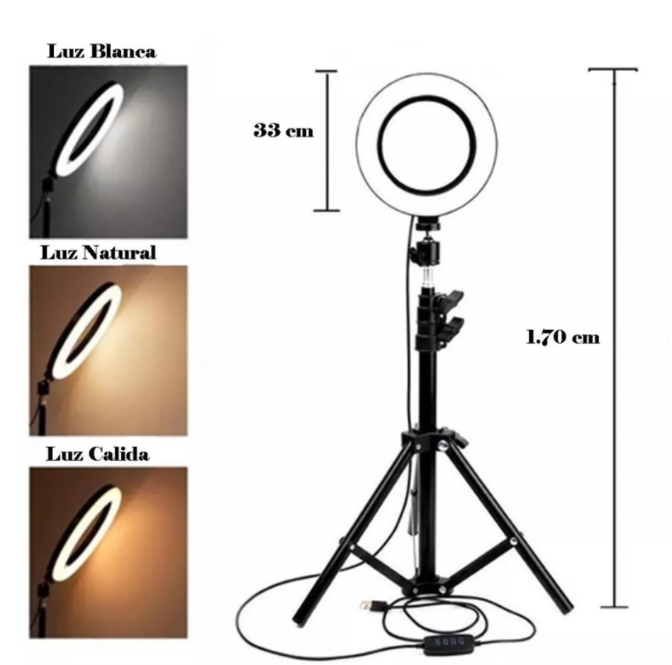 Aro Luz Led Para Fotografia Y Video 33cm Con Tripode 2.20 Mt