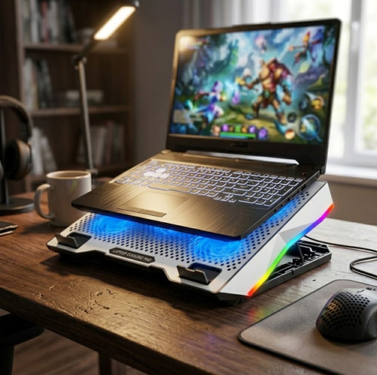 Base Enfriadora Laptop Gaming 5 Ventiladores Rgb Ajustable