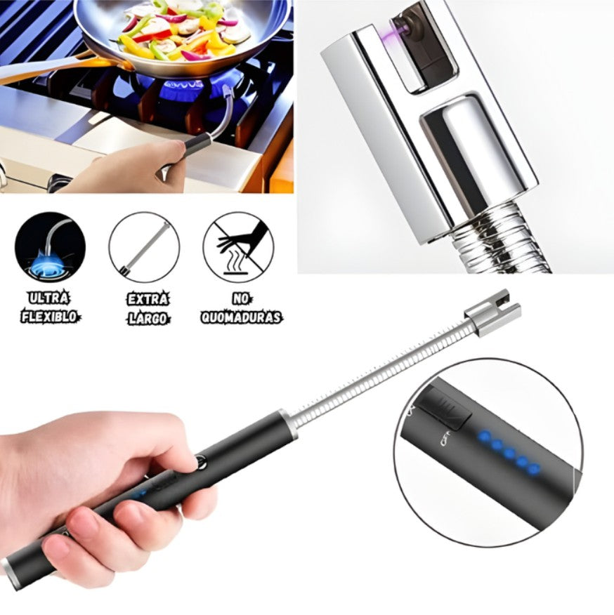 Encendedor Eléctrico Recargable Para Cocina Cuello Flexible 360°