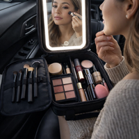 Estuche Cosmetiquero Portatil Espejo Integrado Luz Led Recargable