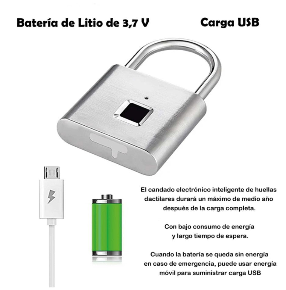 Candado Inteligente Huella Digital USB Antirrobo Seguro